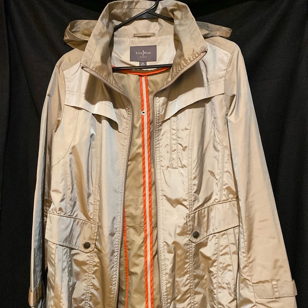 Cole Haan Zip Up Rain Jacket  Color Topaz